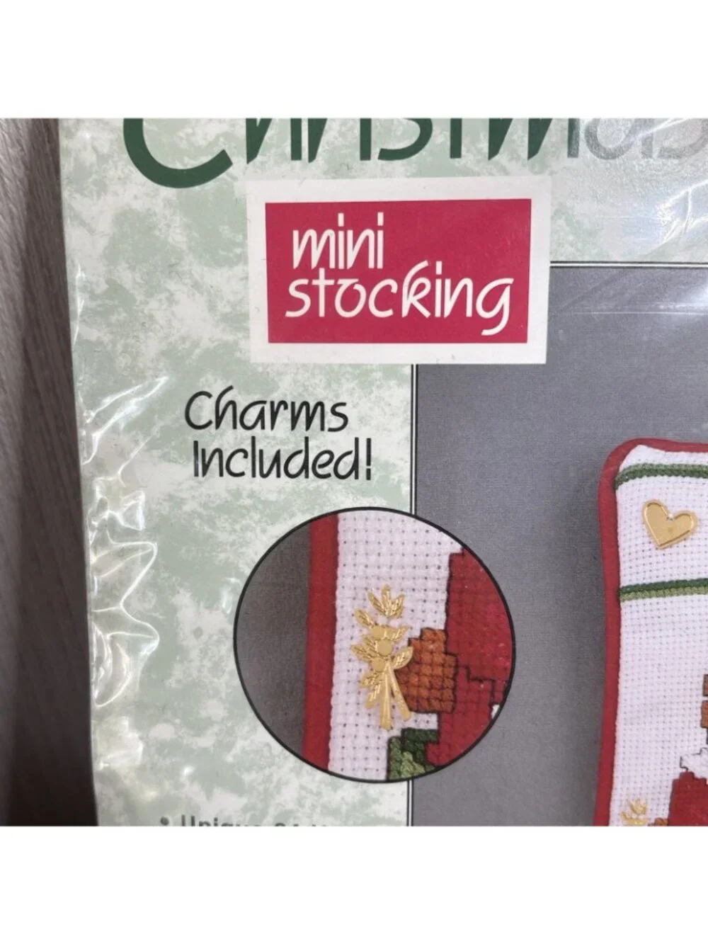 Christmas Stocking Kit Cross Stitch Mistletoe Bears Personalized Mini 24k Charm